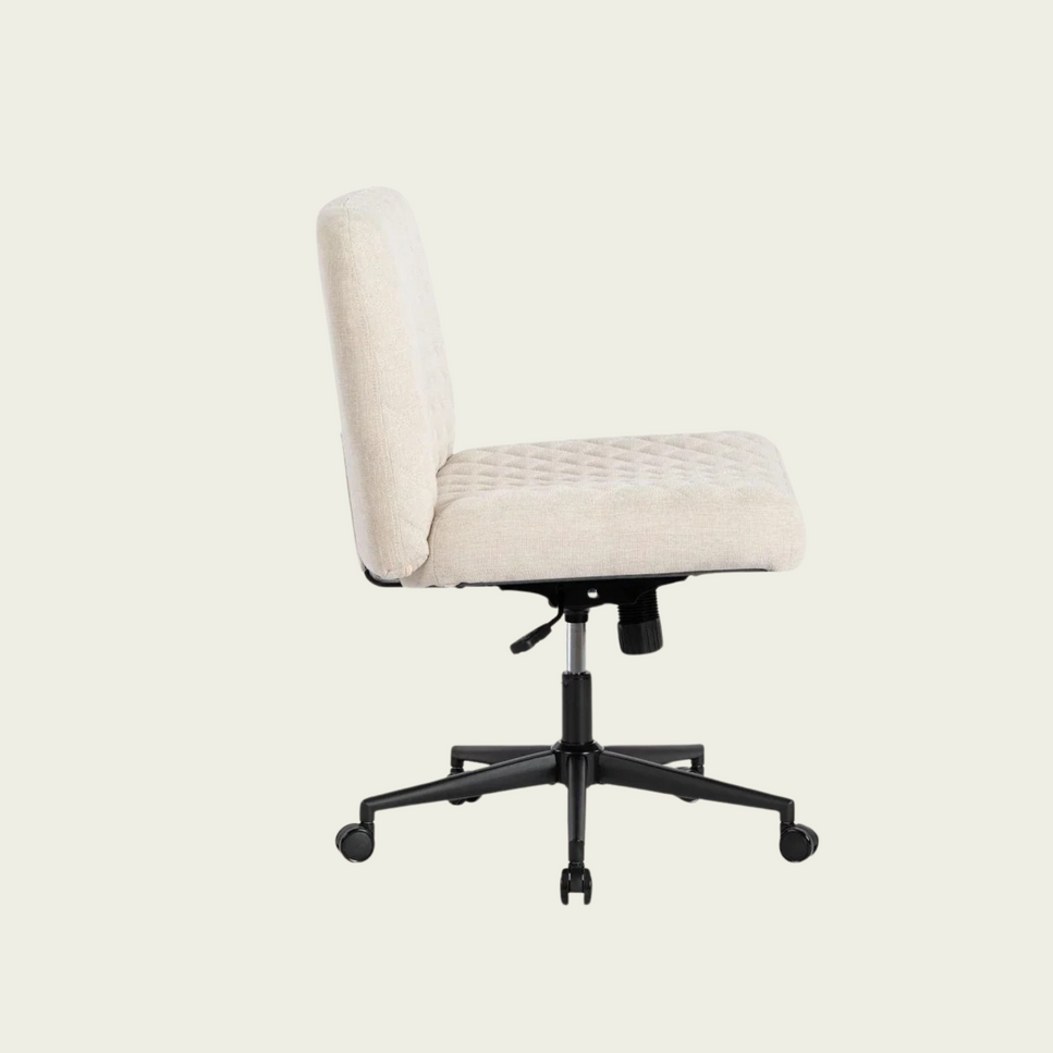 Armless Fabric Office Desk Chair,Modern Home Office Chair With Wheels With Heavy Duty Metal Base,120° Rocking Wide Seat Ergonomic Chair Computer Task Chair,Thicken Padded Swivel Vanity Chair for Women