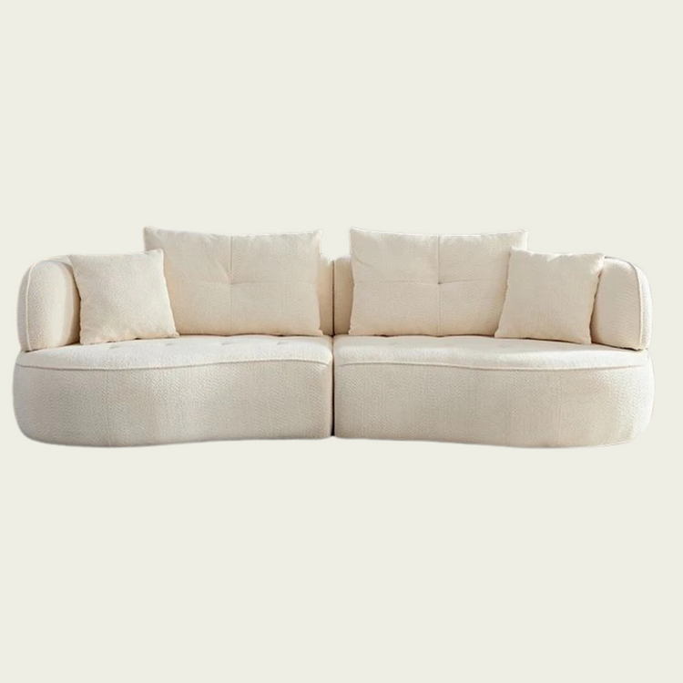WKS7W White, 4-seat modular sofa, durable fabric, solid wood frame, high density sponge cushion, 4 pillows