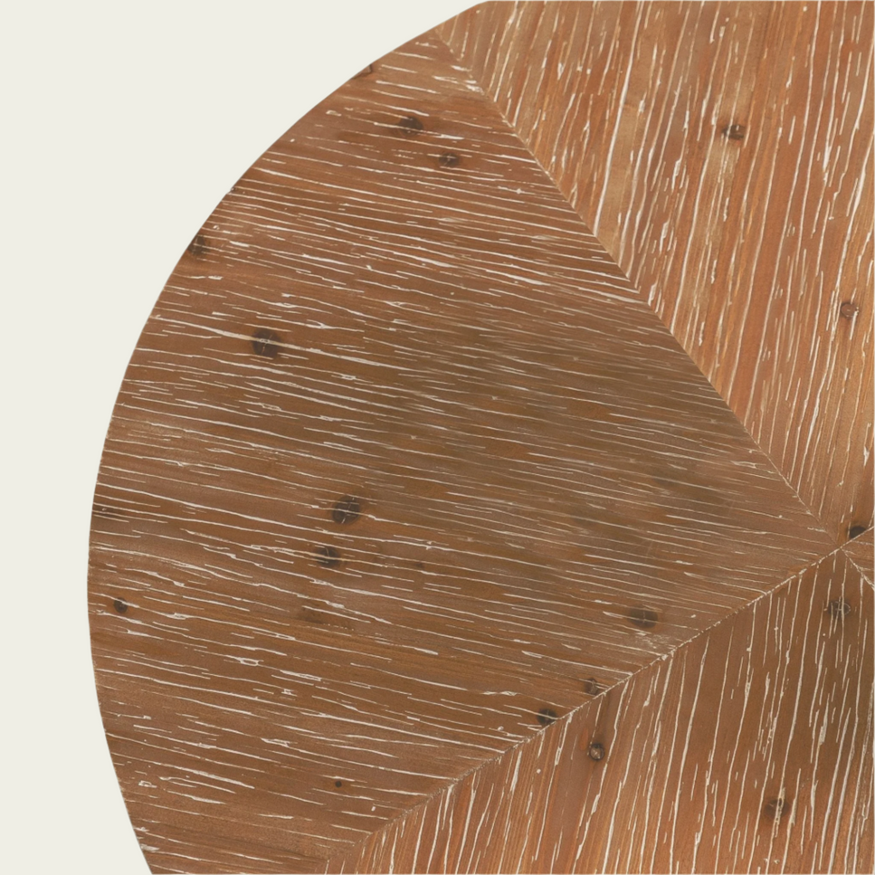 31.29"Modern Retro Splicing Round Coffee Table, Fir Wood Table Top with Black Cross Legs Base(Same SKU:W75770652)