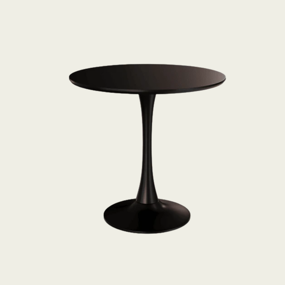 Black Round Table, Modern Dining Table, MDF Top and Steel Base Tulip Round Kitchen Table, Mid Century Coffee Table for Living Room 24 Inch, Xmas Christmas Gift