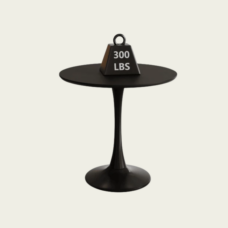 Black Round Table, Modern Dining Table, MDF Top and Steel Base Tulip Round Kitchen Table, Mid Century Coffee Table for Living Room 24 Inch, Xmas Christmas Gift