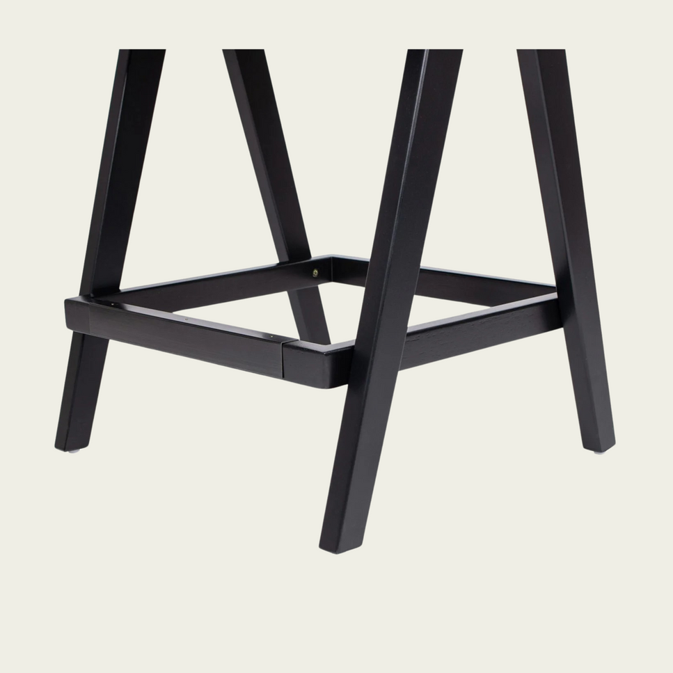 Milan 25.5" Modern Resin Webbing Back Bar Stool with Arms, Set of 3, Ebony Black Boucle