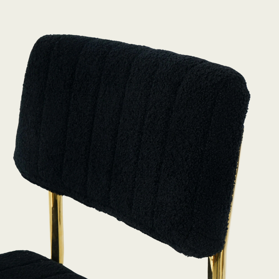 Retro cantilever chair | Black flannel upholstery |Gold metal frame