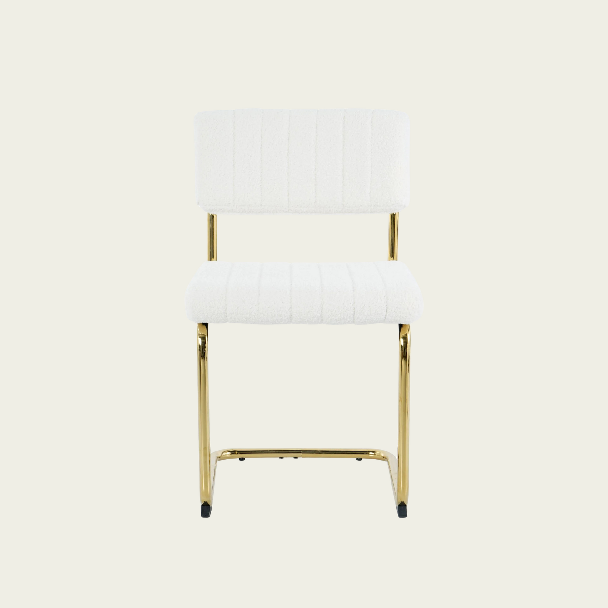 Retro cantilever chair | White flannel upholstery |Gold metal frame