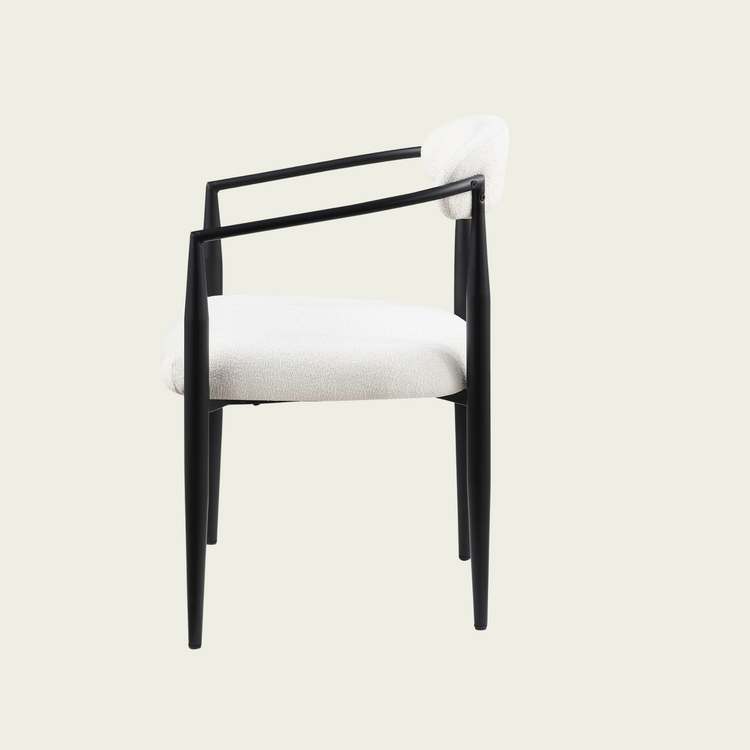 Set of 2 Mid-century modern backrest chairs | needle metal frame & White sherpa upholstery 22