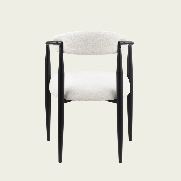 Set of 2 Mid-century modern backrest chairs | needle metal frame & White sherpa upholstery 33