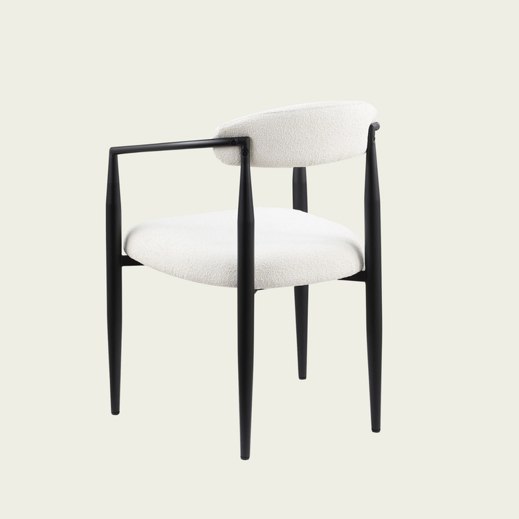 Set of 2 Mid-century modern backrest chairs | needle metal frame & White sherpa upholstery 55