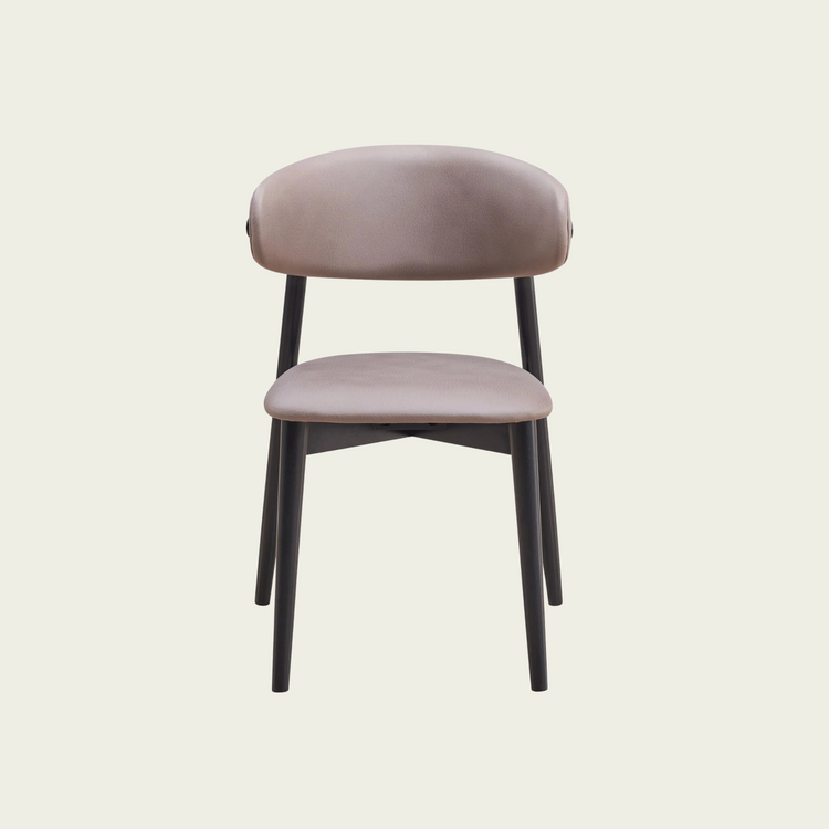 Set of 2 Mid-century modern open back chairs | curved backrest faux leather seat cushions