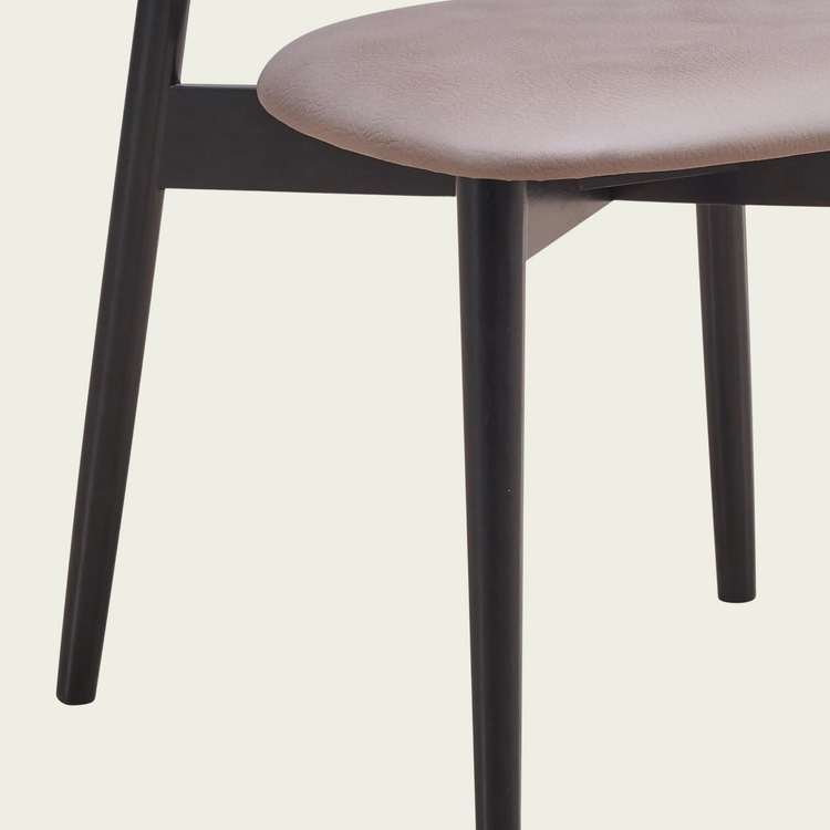 Set of 2 Mid-century modern open back chairs | curved backrest faux leather seat cushions