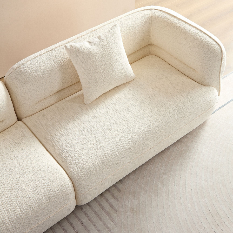 Ttwo piece modular sofa | Soft textured off-White cream fabric| plateform base | 2 matching cushions