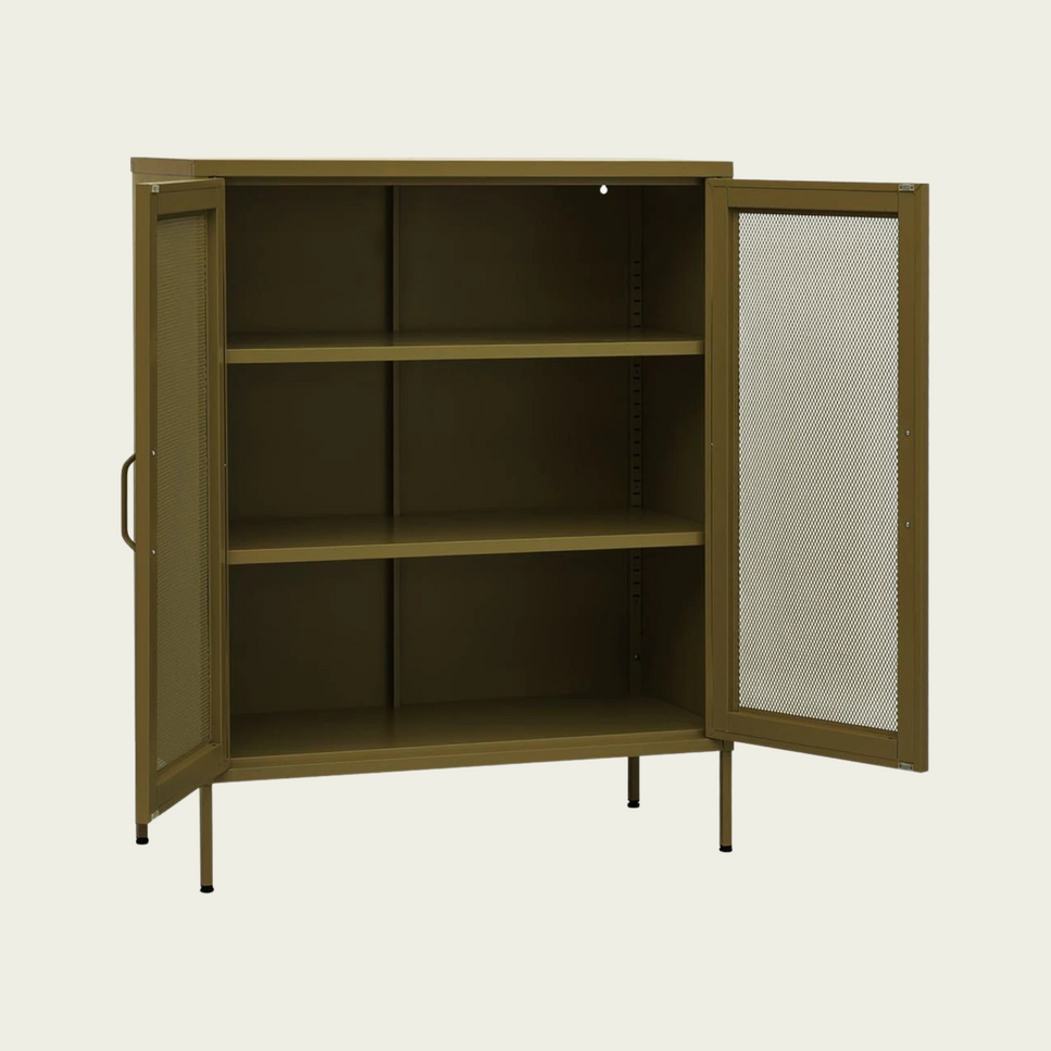 Vintage Steel Storage Cabinet | Olive green finish Steel