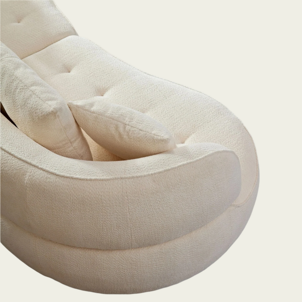 WKS7W White, 4-seat modular sofa, durable fabric, solid wood frame, high density sponge cushion, 4 pillows