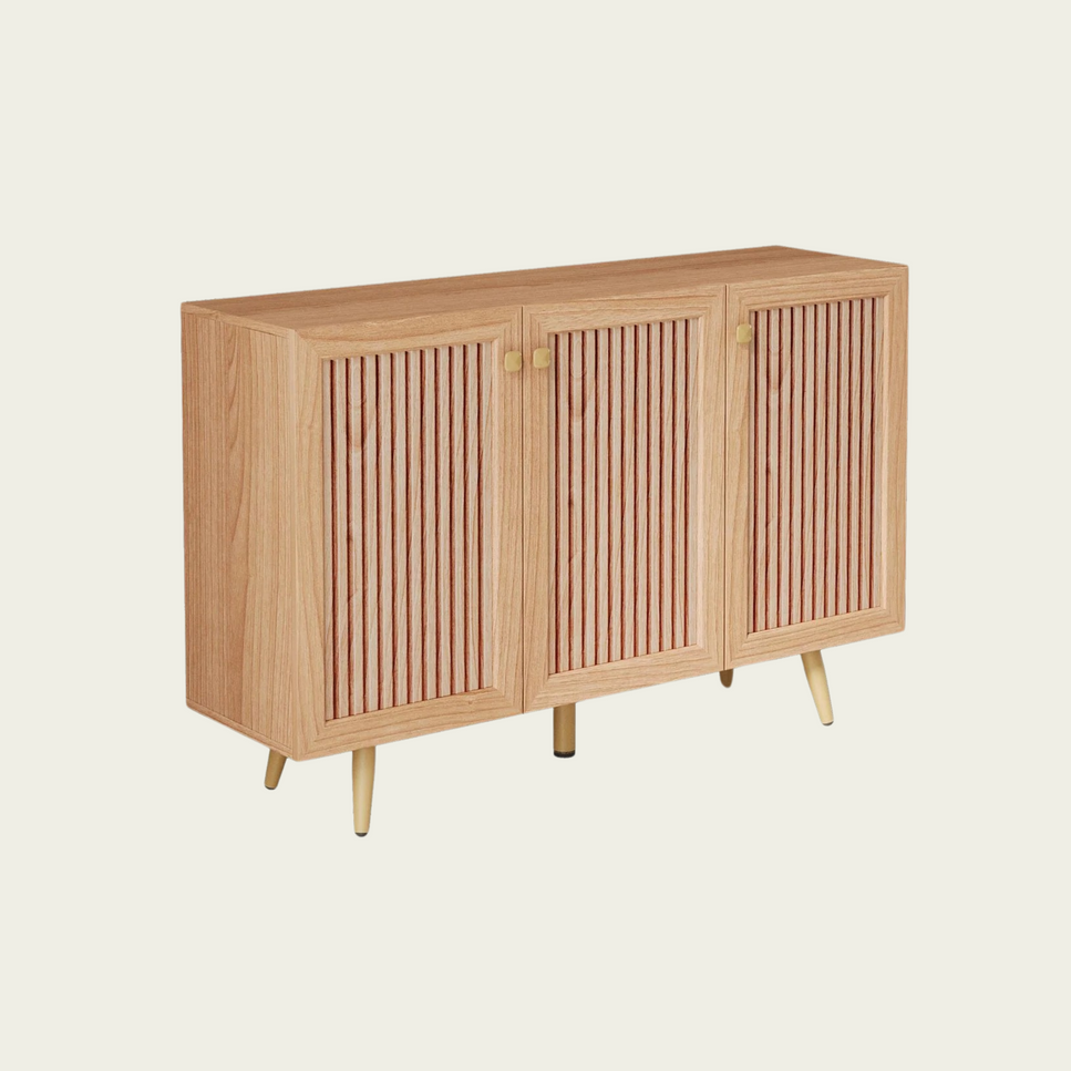 Storage Cabinet with Three Doors,Wood Sideboard Buffet Storage with Adjustable Shelf,Wood Coffee Bar Cabinet,Kitchen Buffet Cabinet Cupboard,46.85''w x 13.5''d x 30.7''h.