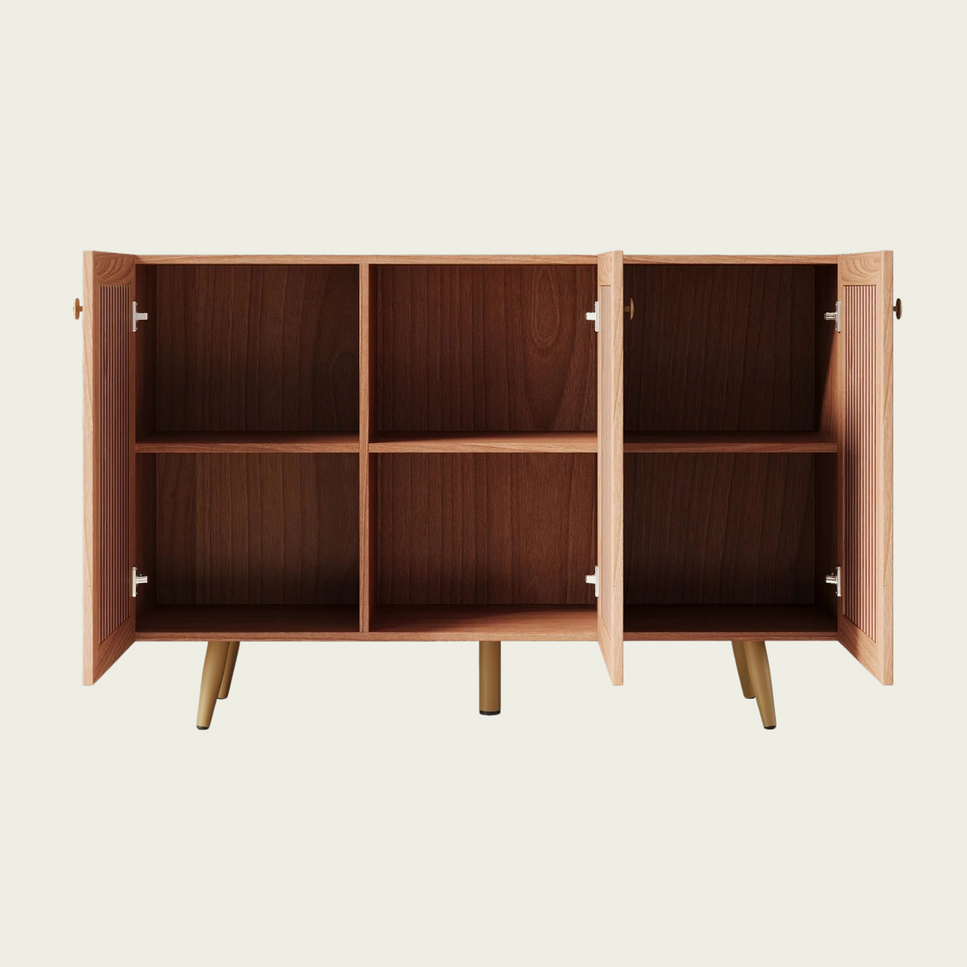 Storage Cabinet with Three Doors,Wood Sideboard Buffet Storage with Adjustable Shelf,Wood Coffee Bar Cabinet,Kitchen Buffet Cabinet Cupboard,46.85''w x 13.5''d x 30.7''h.