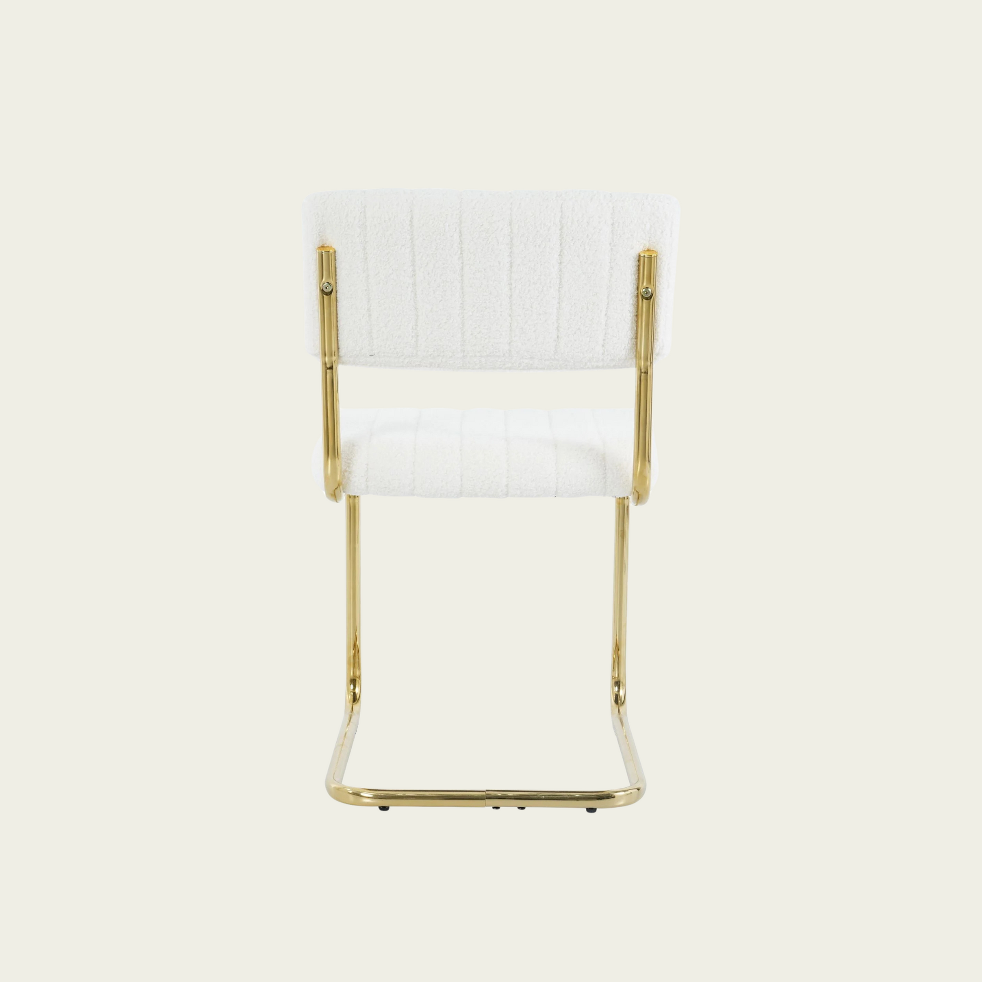Modern simple light luxury dining White chair home bedroom stool back dressing chair student desk chair gold metal legs(set of 2)
