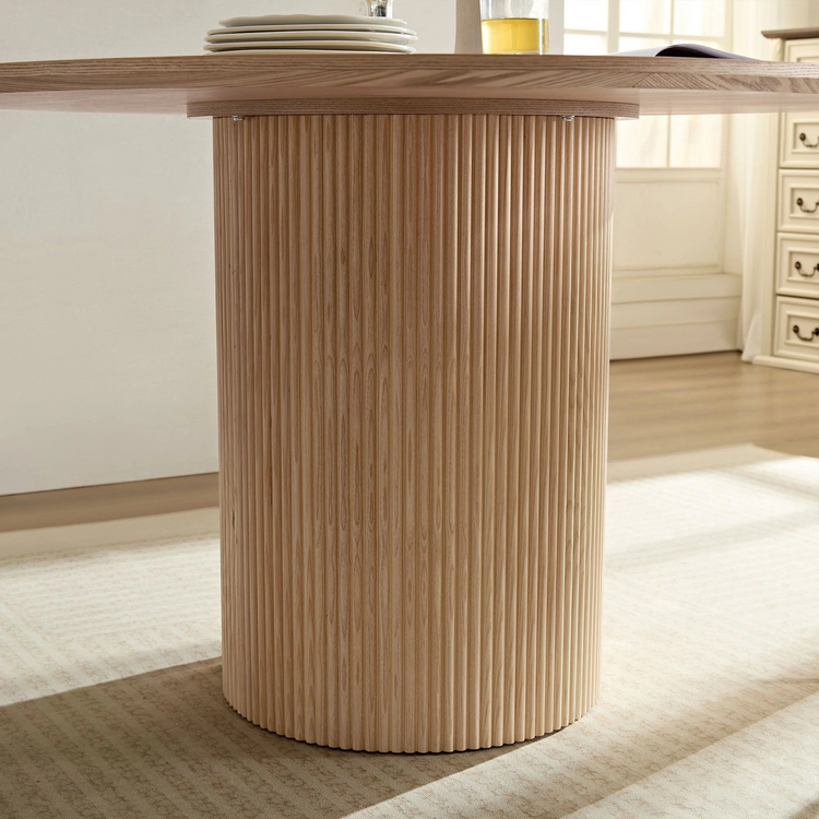 47,24 inch MDF Dining Table for Dining Room Round Dinner Tables Mid-Century Modern Table OAK