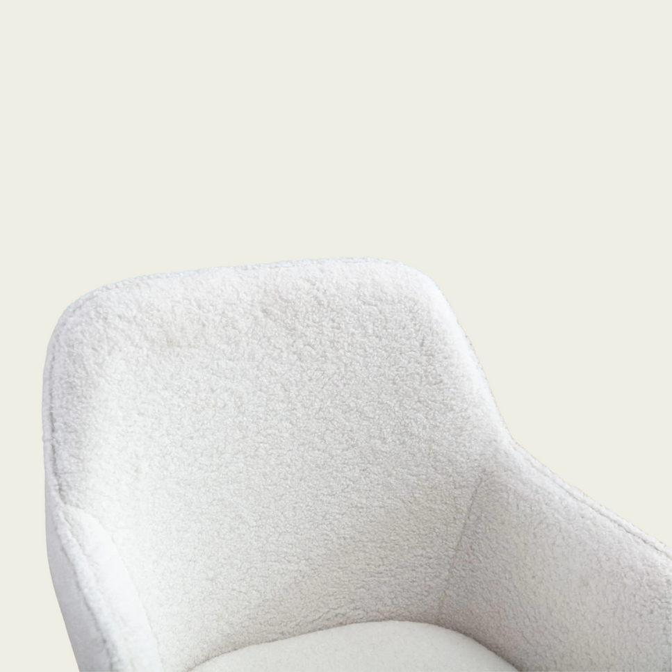 Modern Teddy Fabric Material Adjustable Height 360 Revolving Home Office Chair With Gold Metal Legs And Universal Wheel For Indoor,White