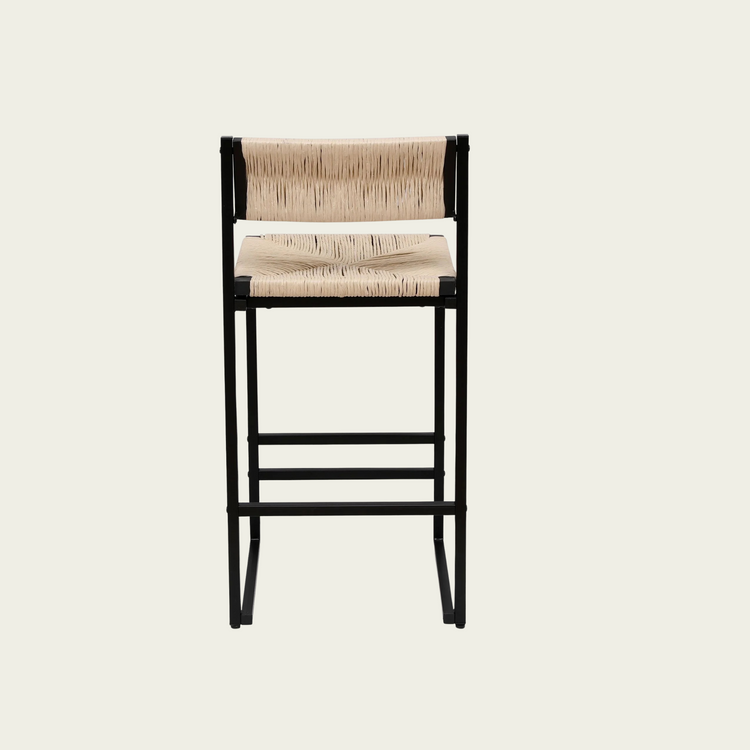 Creamy White Paper Rope Woven Bar Stools Set of 2 Hand Weave Counter Stool with footrest for Kitchen Island, Dining Room (Creamy White)