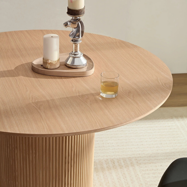 47,24 inch MDF Dining Table for Dining Room Round Dinner Tables Mid-Century Modern Table OAK