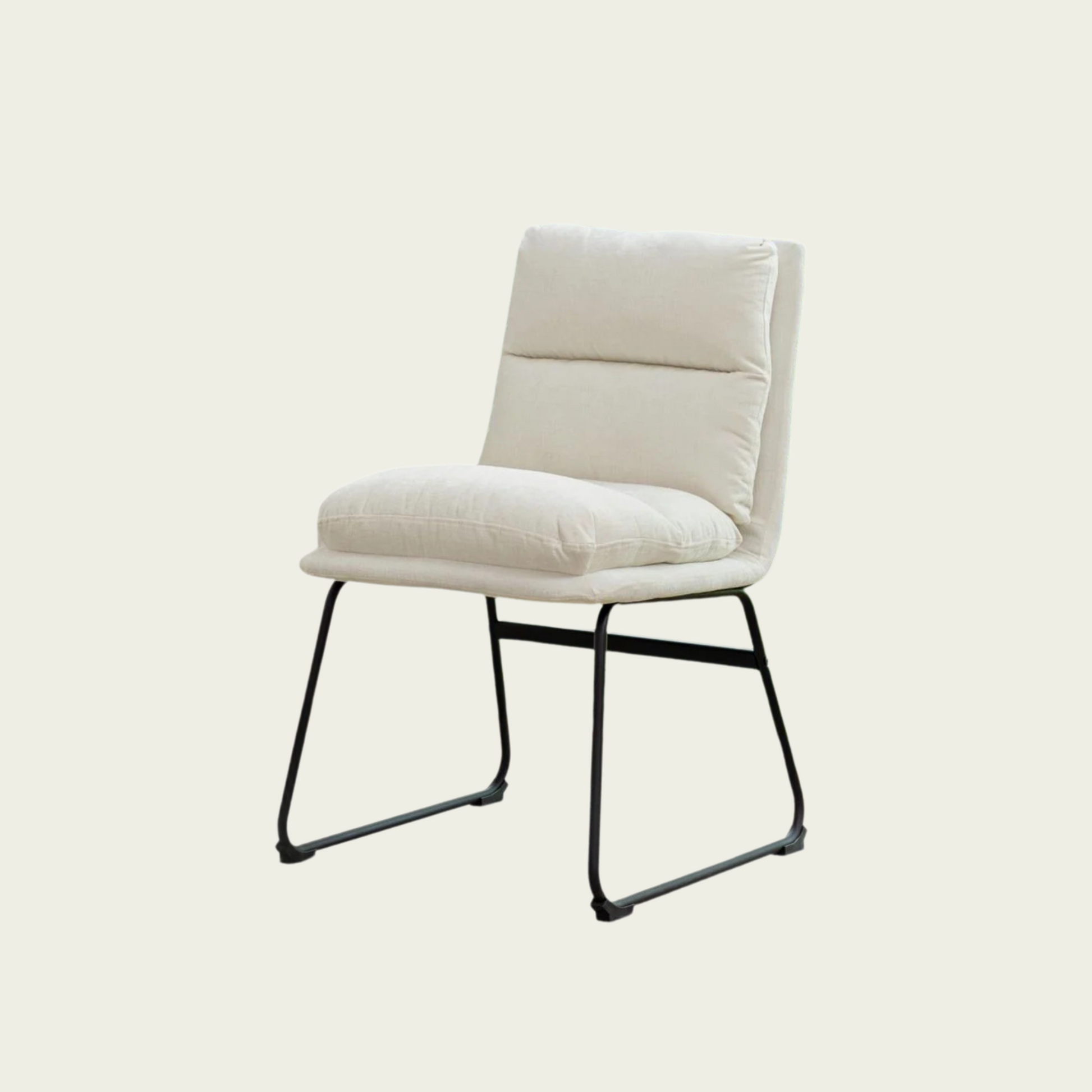 Milos Contemporary Upholstered Dining Chairs, Set of 2, Vanilla White