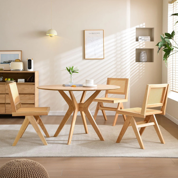 Modern Minimalist Dining Table, Natural, 47.6"x47.6"x30.7",Round