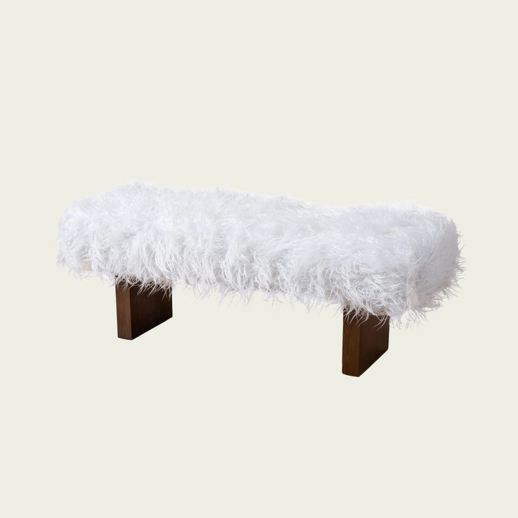 Henley Bench in White Khaki Fur