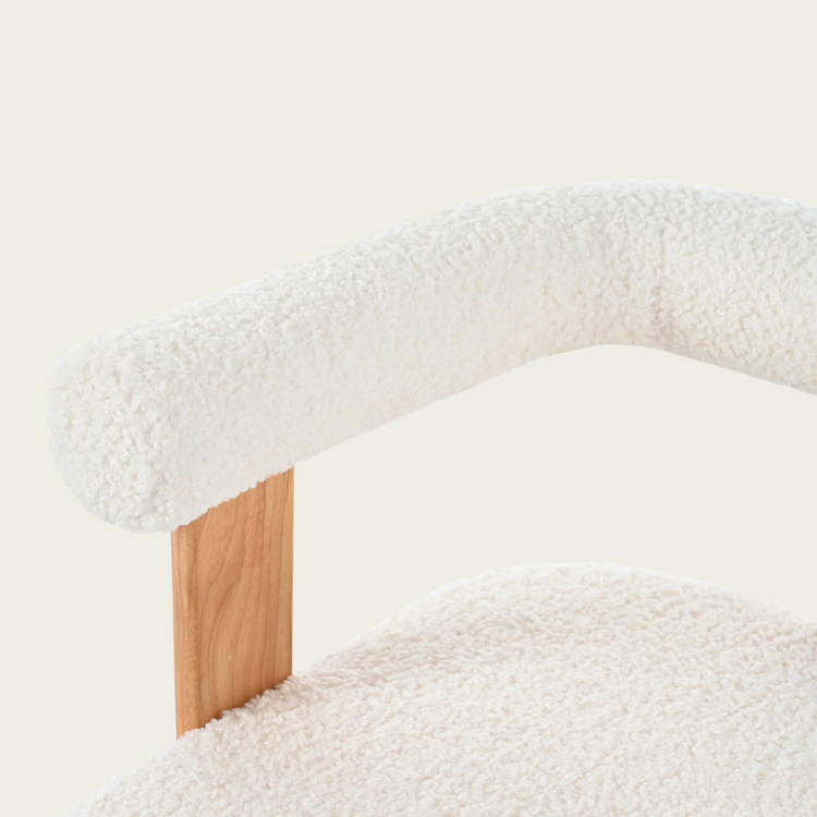 Mid-Century Modern Barrel Accent Chair, Upholstered Kitchen & Dining Room Chairs with Arms, Teddy Velvet Boucle Accent Chairs Side Chairs for Kitchen Living Room Bedroom, White