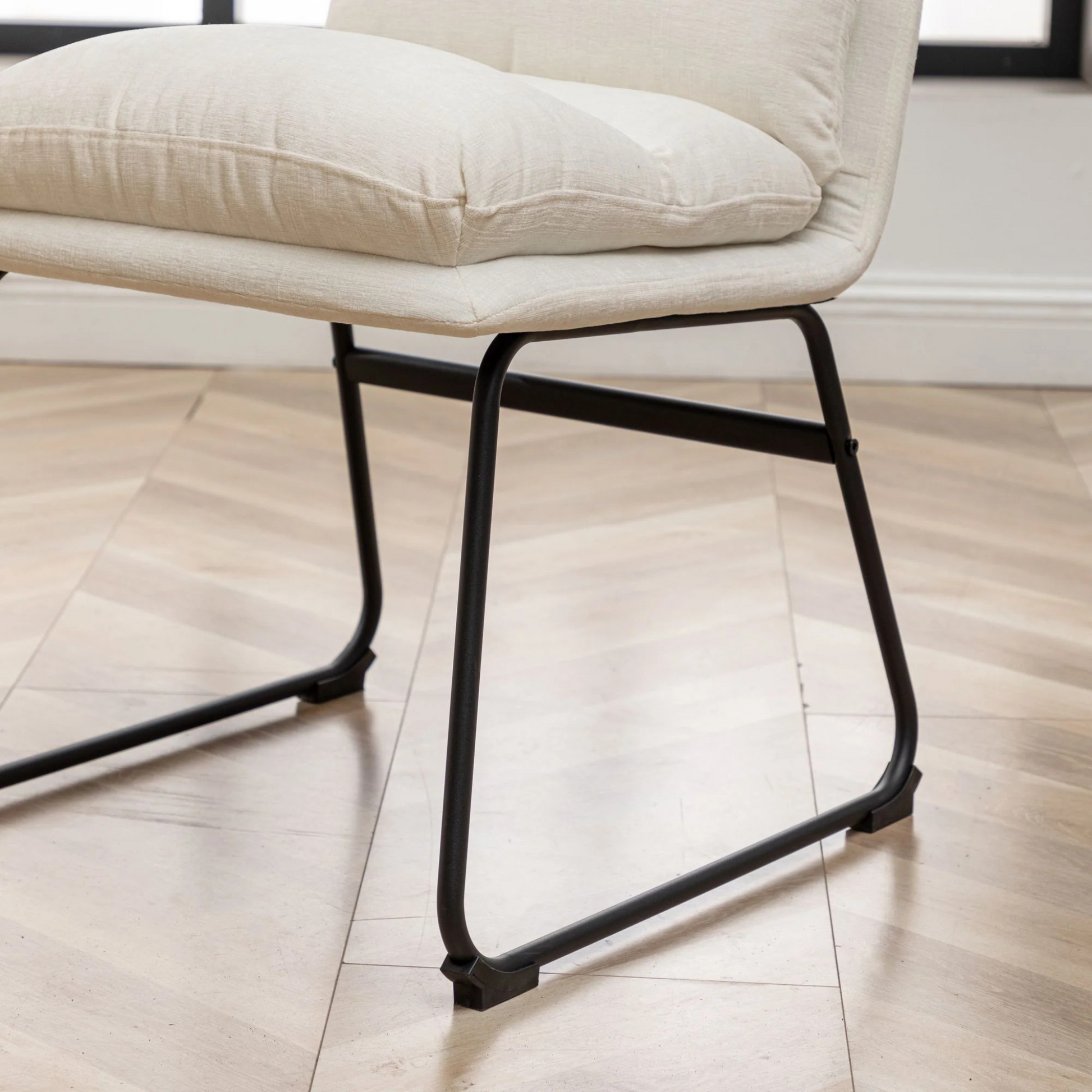 Milos Contemporary Upholstered Dining Chairs, Set of 2, Vanilla White
