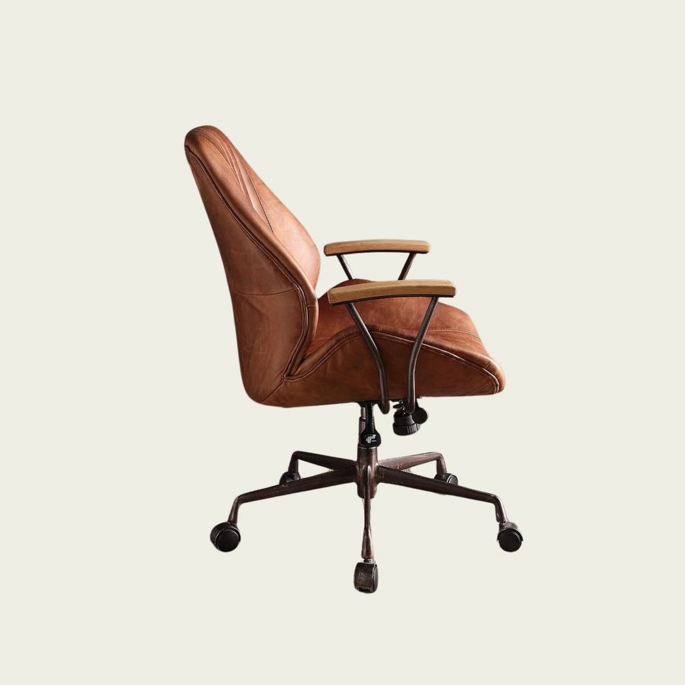 Brancaster Cocoa Aluminum Top Grain Leather Office Chair