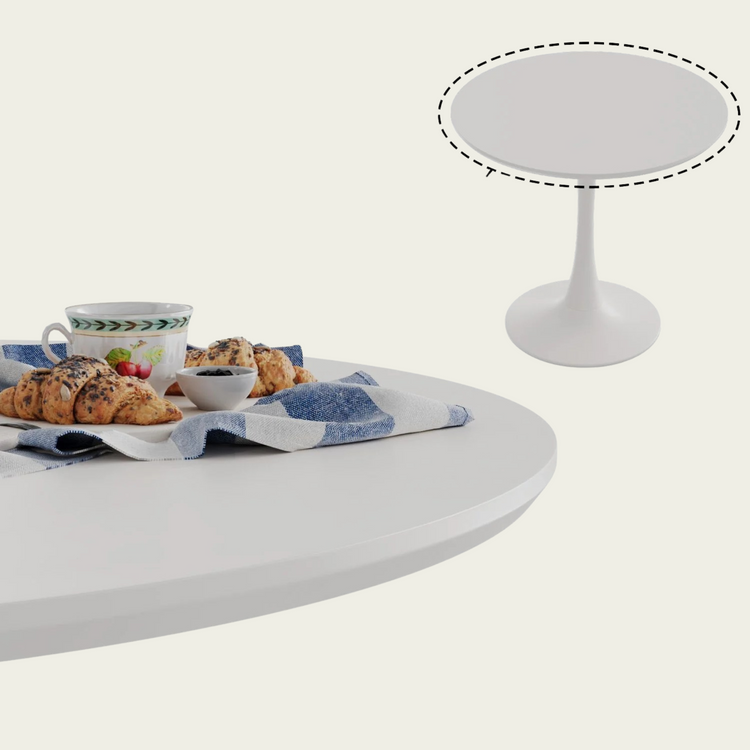 31.5" White Round Dining Table, Tulip Table Kitchen Dining Table 2-4 People with MDF Table Top & Pedestal Base, Mid-Century End Table Leisure Coffee Table Office Living Room Table