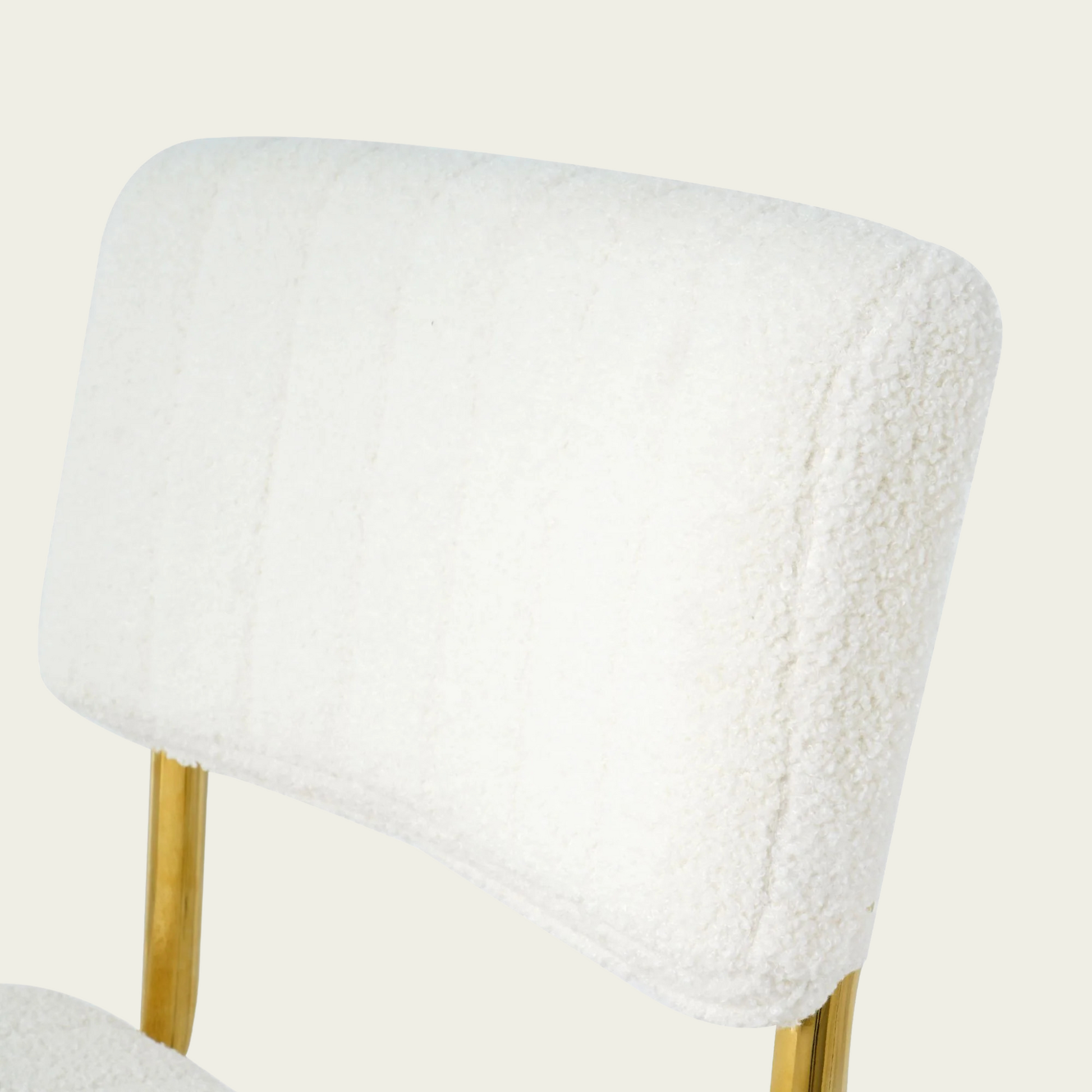 Modern simple light luxury dining White chair home bedroom stool back dressing chair student desk chair gold metal legs(set of 2)