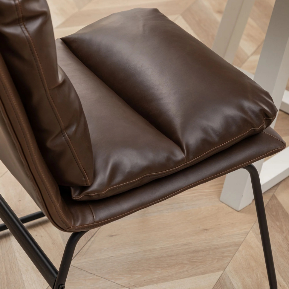 Milos Contemporary Upholstered Dining Chairs, Set of 2, Antique Brown