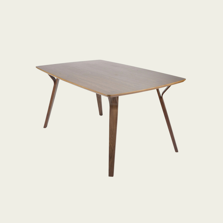 Folia Mid-Century Modern Dining Table in Walnut Wood by Lumisource