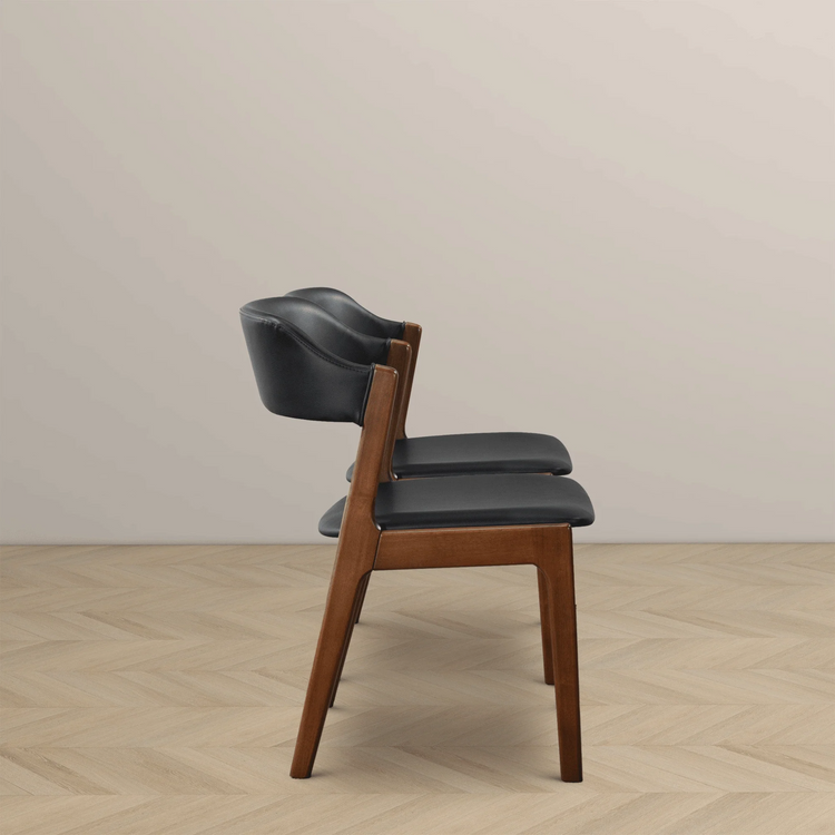 Enzo Black Leather Dining Chair (Set Of 2)