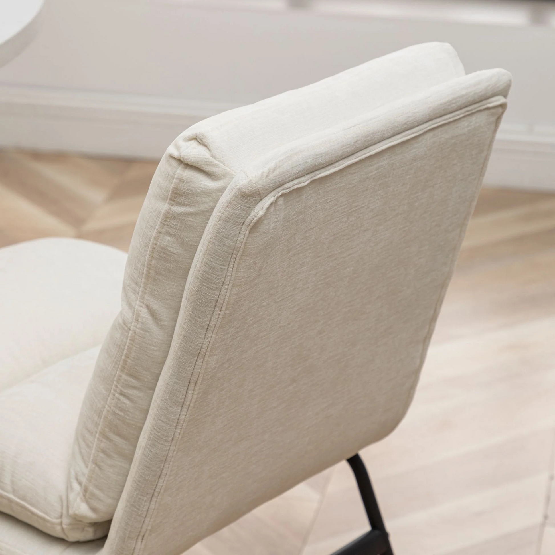 Milos Contemporary Upholstered Dining Chairs, Set of 2, Vanilla White