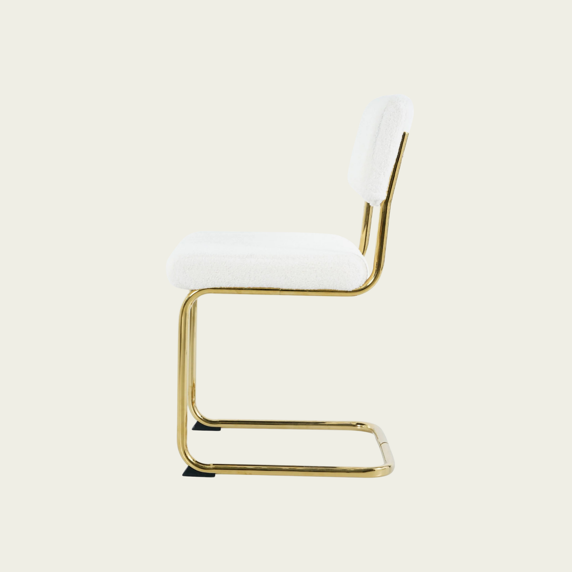 Modern simple light luxury dining White chair home bedroom stool back dressing chair student desk chair gold metal legs(set of 2)