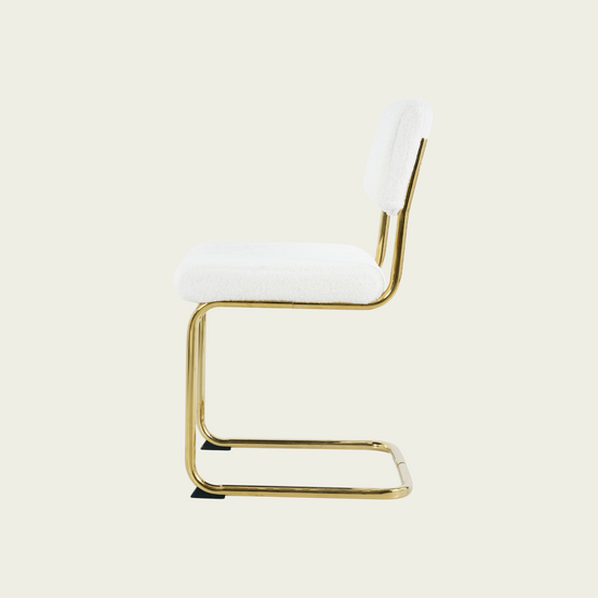 Modern simple light luxury dining White chair home bedroom stool back dressing chair student desk chair gold metal legs(set of 2)