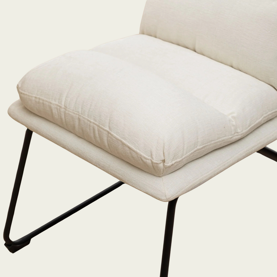 Milos Contemporary Upholstered Dining Chairs, Set of 2, Vanilla White