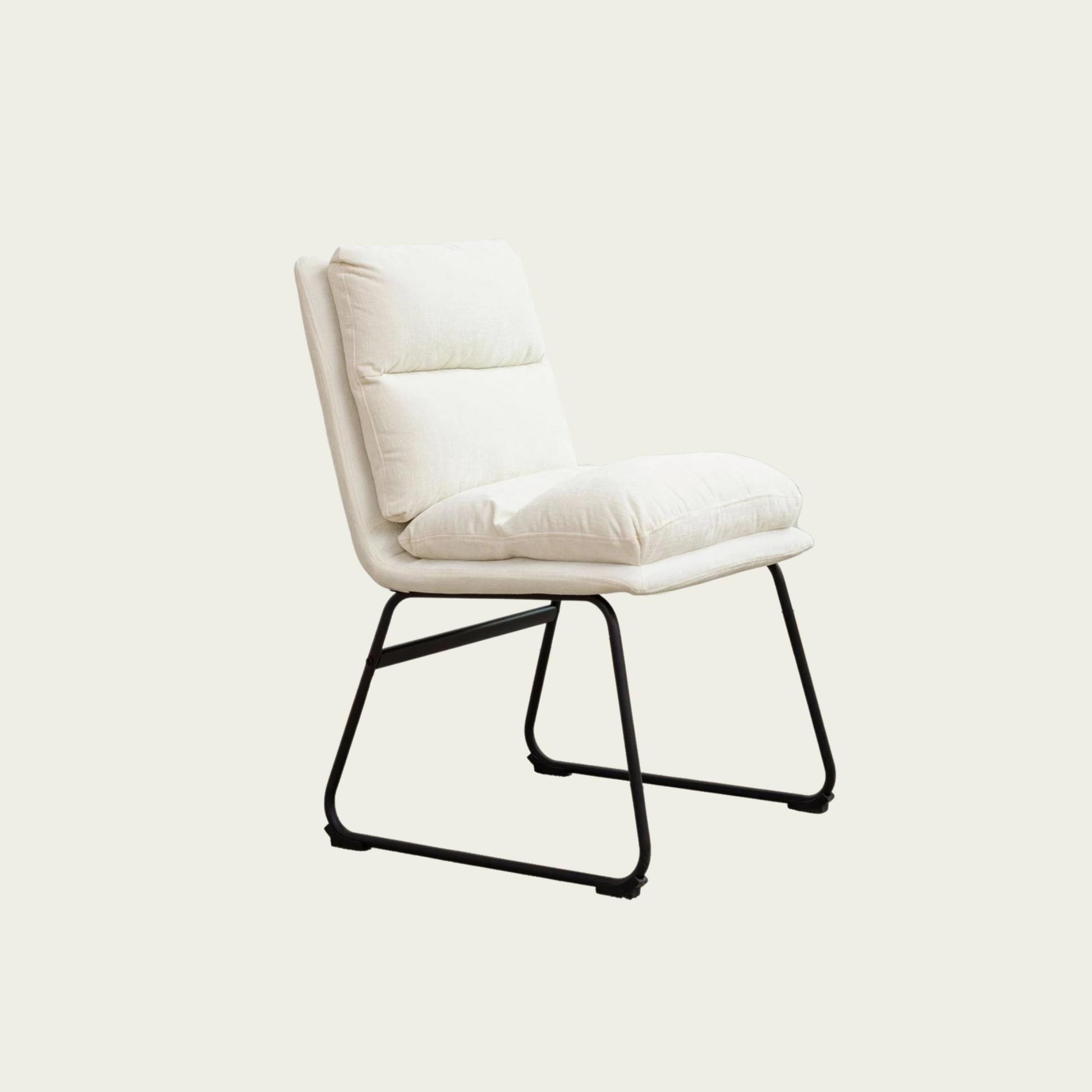 Milos Contemporary Upholstered Dining Chairs, Set of 2, Vanilla White