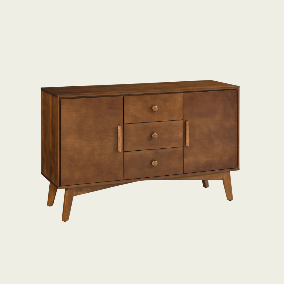 47.3" Mid Century Modern Sideboard Buffet Cabinet with Storage, Storage Cabinet with 2 Doors and 3 Drawers for Kitchen Dining Living Room Bedroom, Accent Console Table, Walnut
