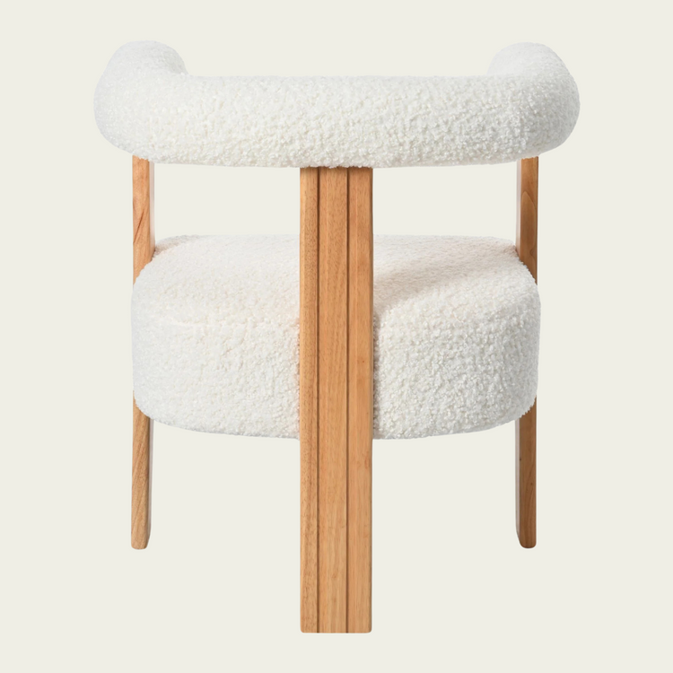 Mid-Century Modern Barrel Accent Chair, Upholstered Kitchen & Dining Room Chairs with Arms, Teddy Velvet Boucle Accent Chairs Side Chairs for Kitchen Living Room Bedroom, White