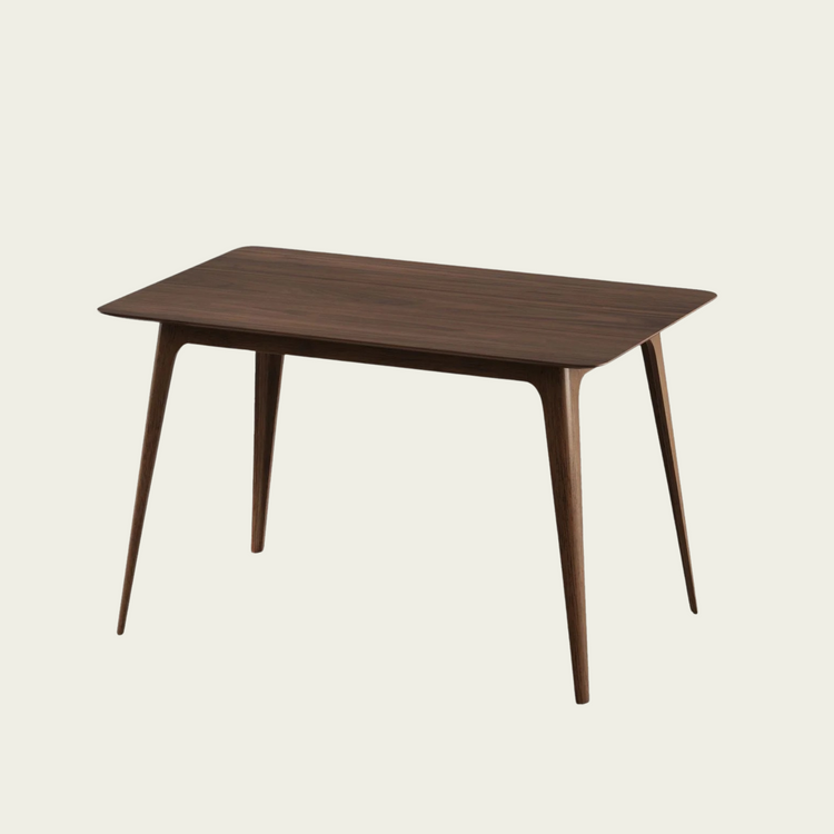 47.2” Mid-Century Modern Walnut Dining Table – Solid Wood Legs & Faux Wood Top