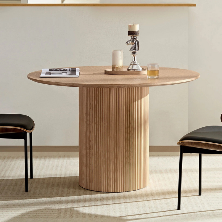 47,24 inch MDF Dining Table for Dining Room Round Dinner Tables Mid-Century Modern Table OAK