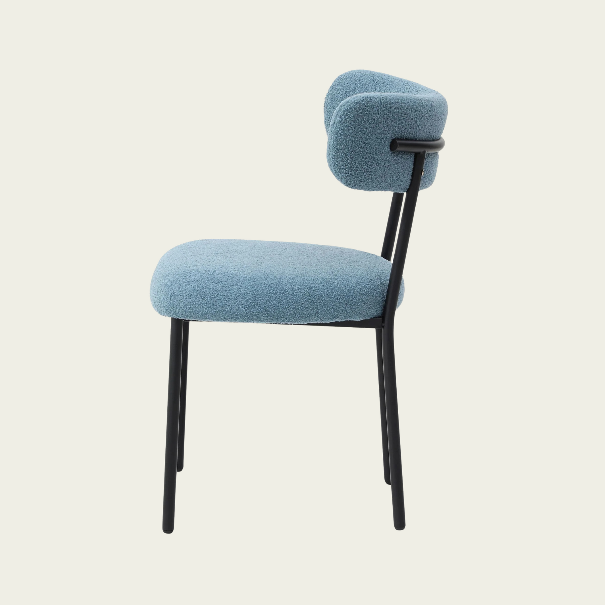 Dining Chairs Set of 2,Round Upholstered Sherpa Fabric Dining Room Chairs with Curved Backrest,Mid-Century Modern Accent Chairs with Black Metal Legs for Dining Room,Living Room,Kitchen