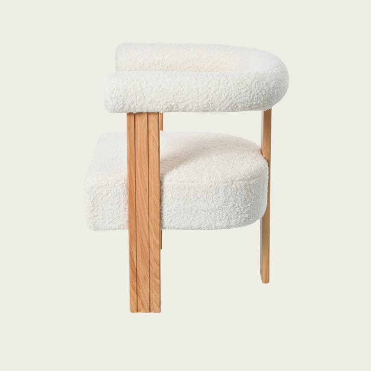 Mid-Century Modern Barrel Accent Chair, Upholstered Kitchen & Dining Room Chairs with Arms, Teddy Velvet Boucle Accent Chairs Side Chairs for Kitchen Living Room Bedroom, White