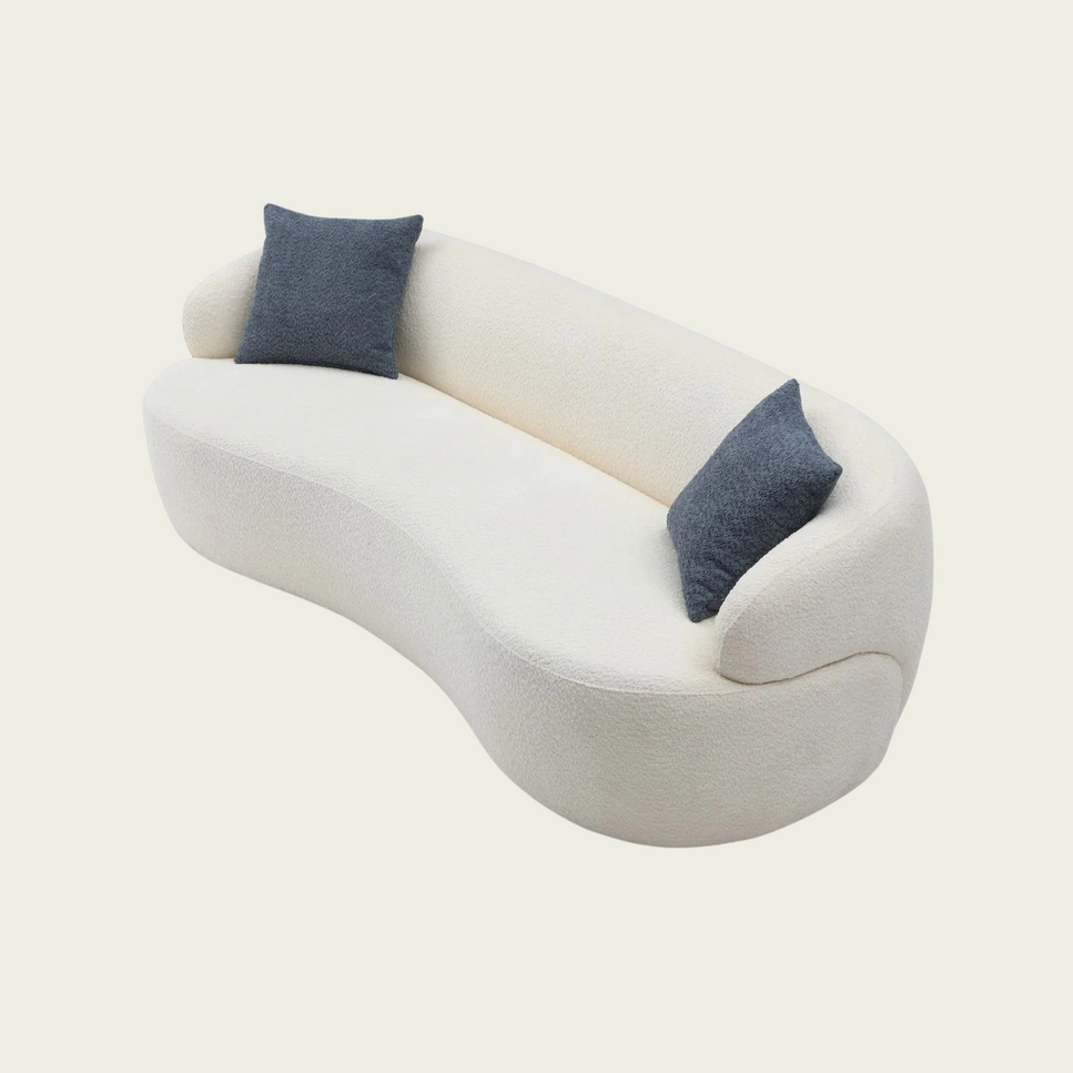 Mid Century Modern Curved Sofa, 3 Seat Cloud couch Boucle sofa Fabric Couch for Living Room, Bedroom, Office Beige