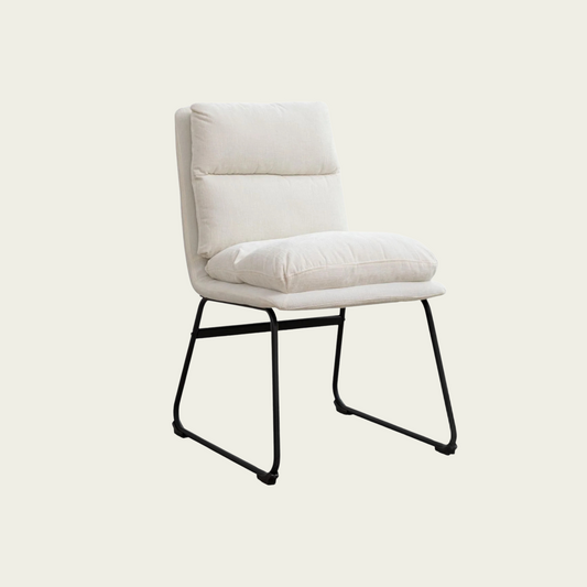 Milos Contemporary Upholstered Dining Chairs, Set of 2, Vanilla White