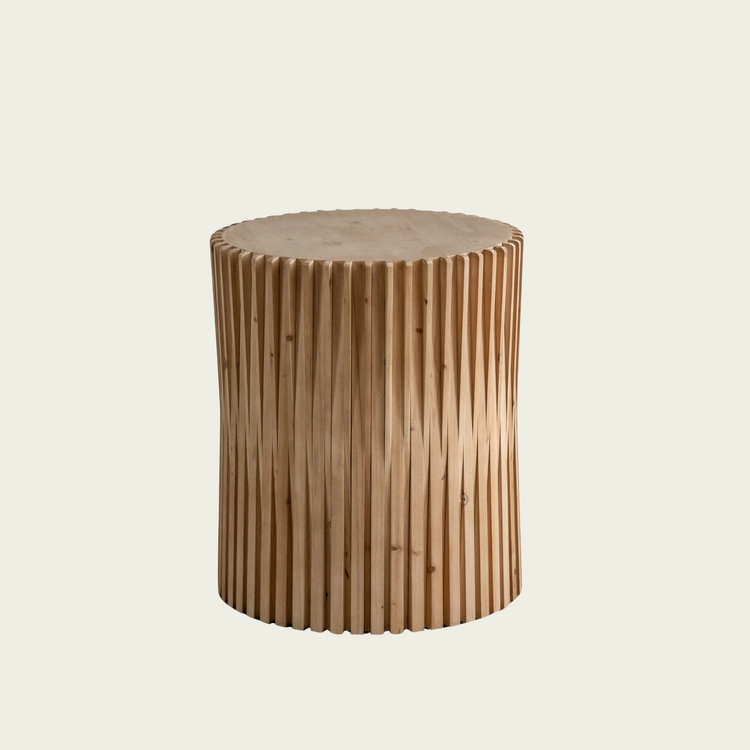 Retro Fashion Style Cylindrical Coffee Table with Vertical Texture Relief Design,Suitable for Living Room,Office,and Dining Room