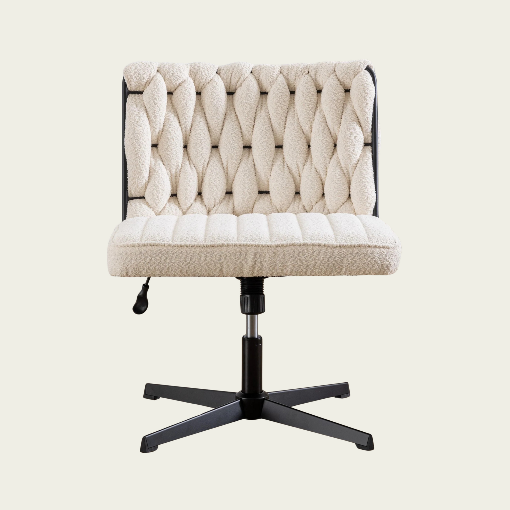 Armless Office Desk No Wheels,Living room chair, velvet cross-legged chair with back arms,for Bedroom, Living Room