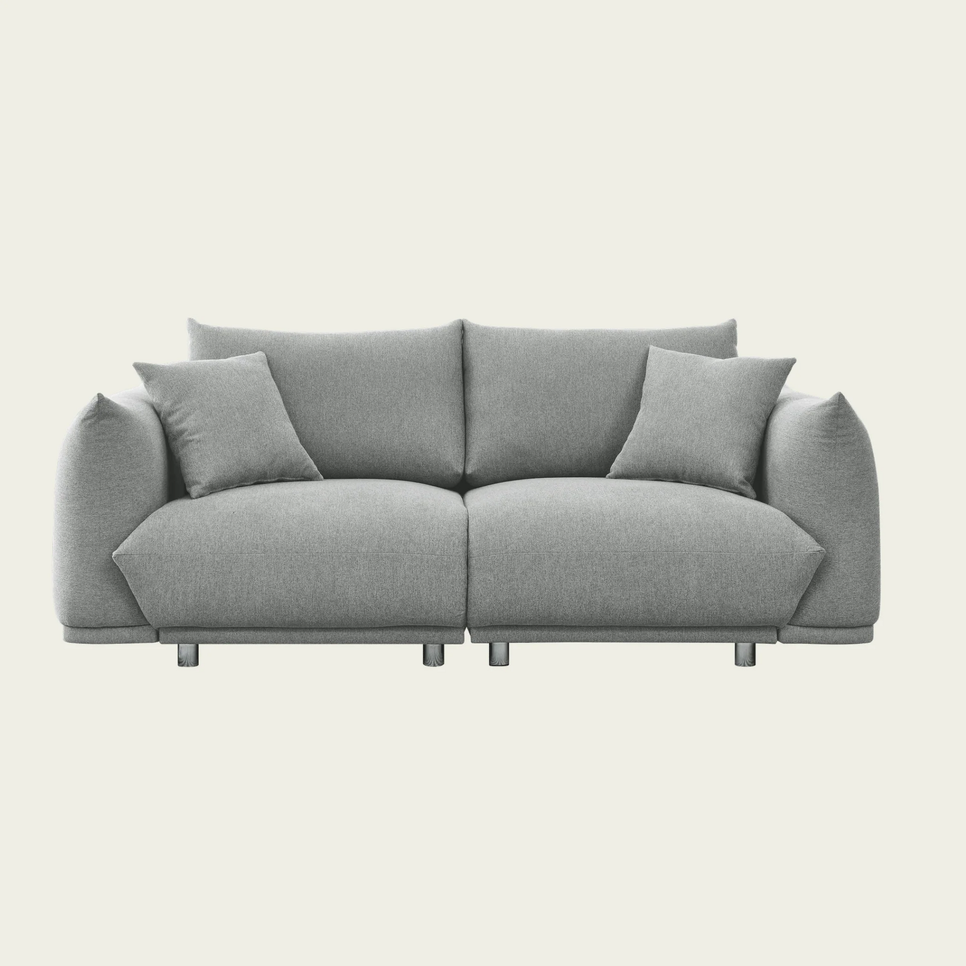 Modern Couch for Living Room Sofa,Solid Wood Frame and Stable Metal Legs, 2 Pillows, Sofa Furniture for Apartment
